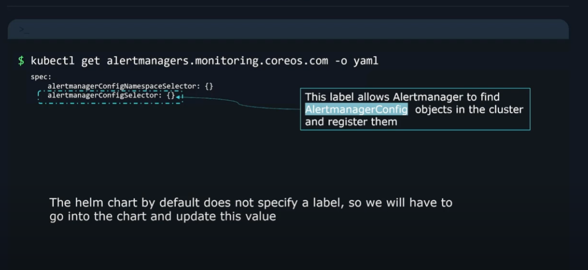 Screenshot of AlertmangerConfig Selector