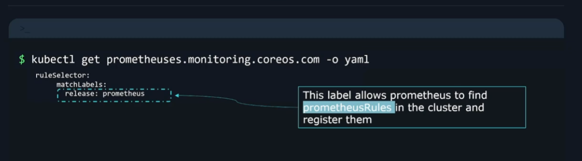 Screenshot of PrometheusRules Release matchlabel